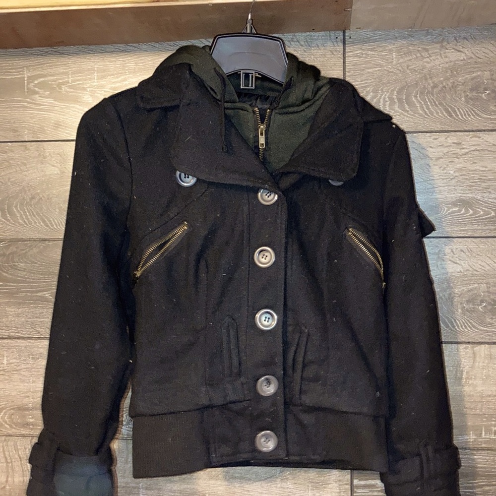 Forever 21 black coat with hood